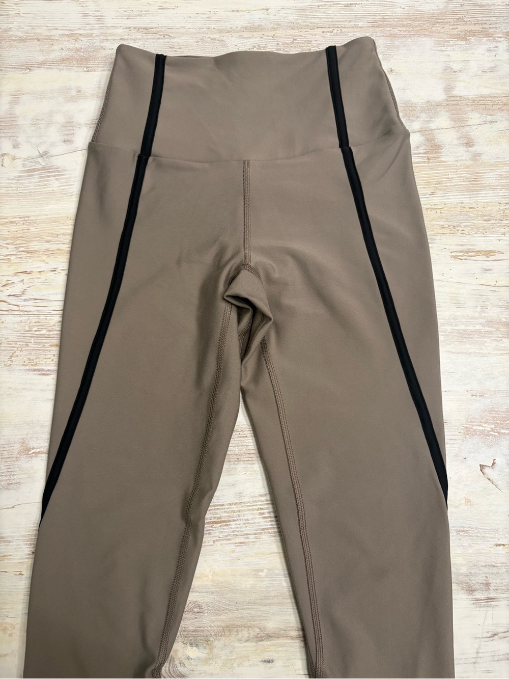 Abercrombie & Fitch Taupe High-Rise Leggings with Black Side Panels